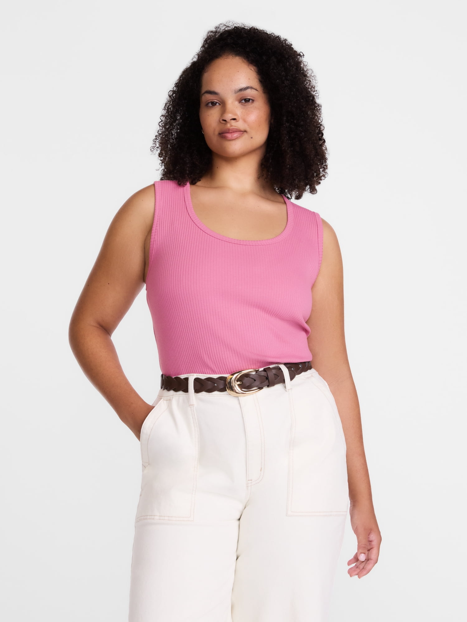 Scenario Women's Wide Ribbed Tank Top, Sizes XS-XXXL