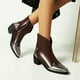 thumbnail image 2 of NECHOLOGY Botas Mujer Adulto Femenino Zapatos Botines mujer Botines de mujer Otoño e Invierno Moda Color puntiagudo Bloqueo Simple Cómodo Tacón cuadrado Tacón grueso (Red, 6.5), 2 of 7
