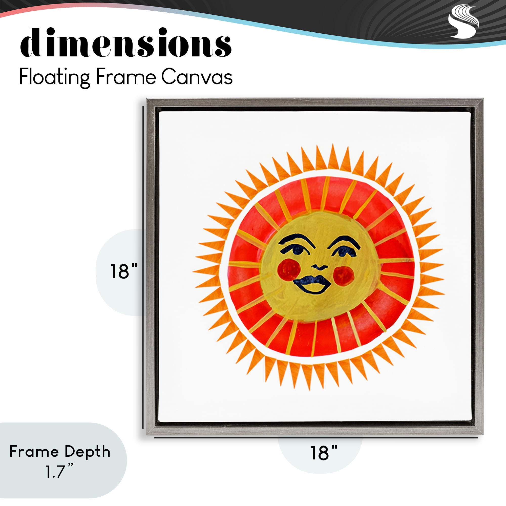 Stupell Industries Cheerful Boho Sun Gray Framed Floater Canvas Wall Art, design by Katherine Herrell Studio