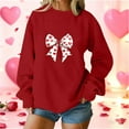 thumbnail image 5 of Womens Valentine Day Pullover Sweatshirts Long Sleeve Holiday Cute Valentines Sweater Casual Bow Heart Tops, M Red, 5 of 5