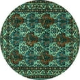 thumbnail image 1 of Ahgly Company Machine Washable Indoor Round Persian Turquoise Blue Traditional Area Rugs, 4' Round, 1 of 4