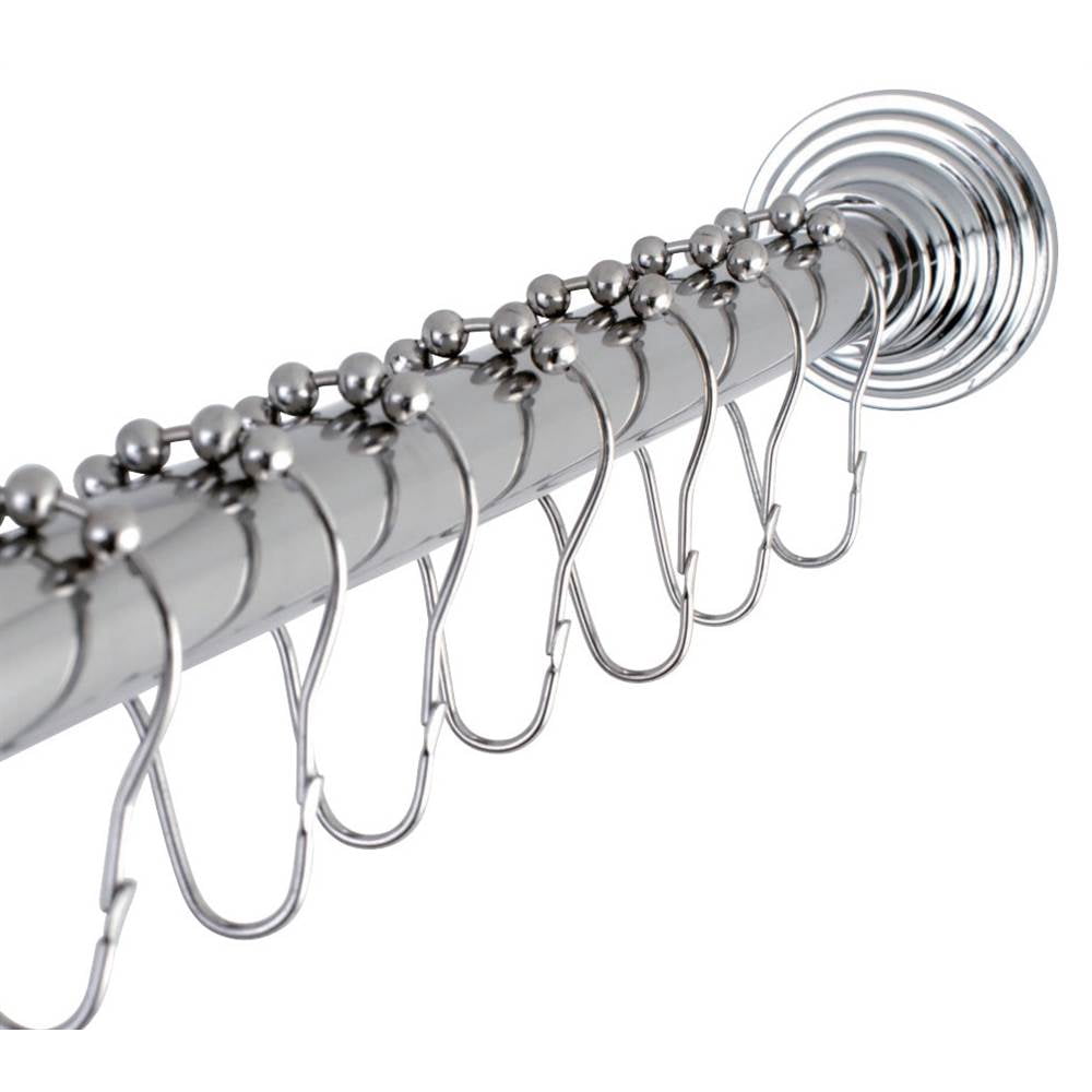 Adjustable Shower Rod and Shower Ring Set in Chrome