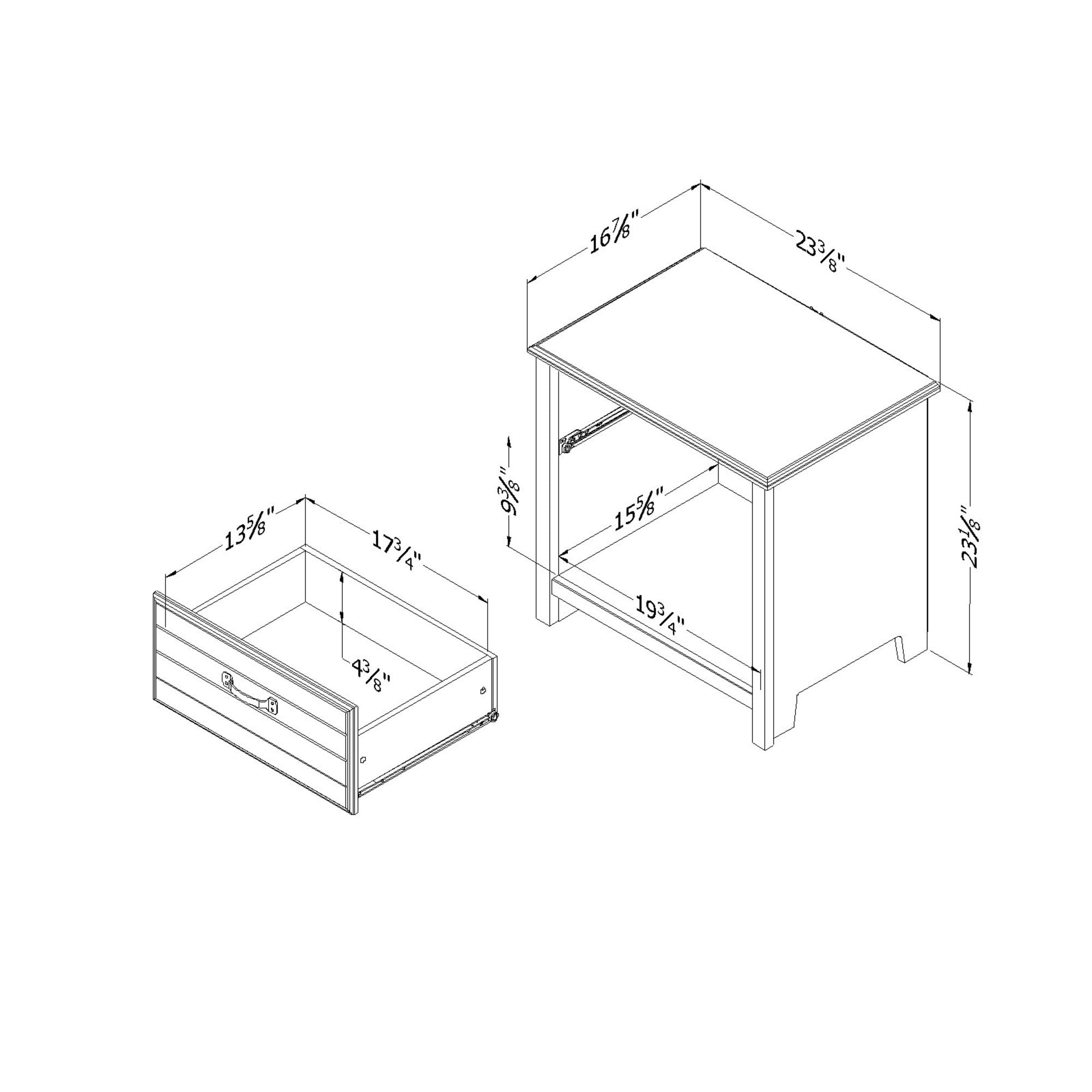 South Shore Asten Traditional 1-Drawer Nightstand with Storage, Fall Oak