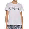 thumbnail image 3 of Calvin Klein Women's Soft Crew Neck Rolled Sleeve Graphic Logo T-shirt (Animal Print Spray, XS), 3 of 5