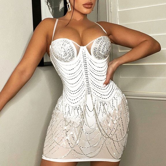 Vedolay Dress For Women Womens Ruched Formal Bodycon Zipper Dress - Elegant Party Wedding Midi Dress,White S