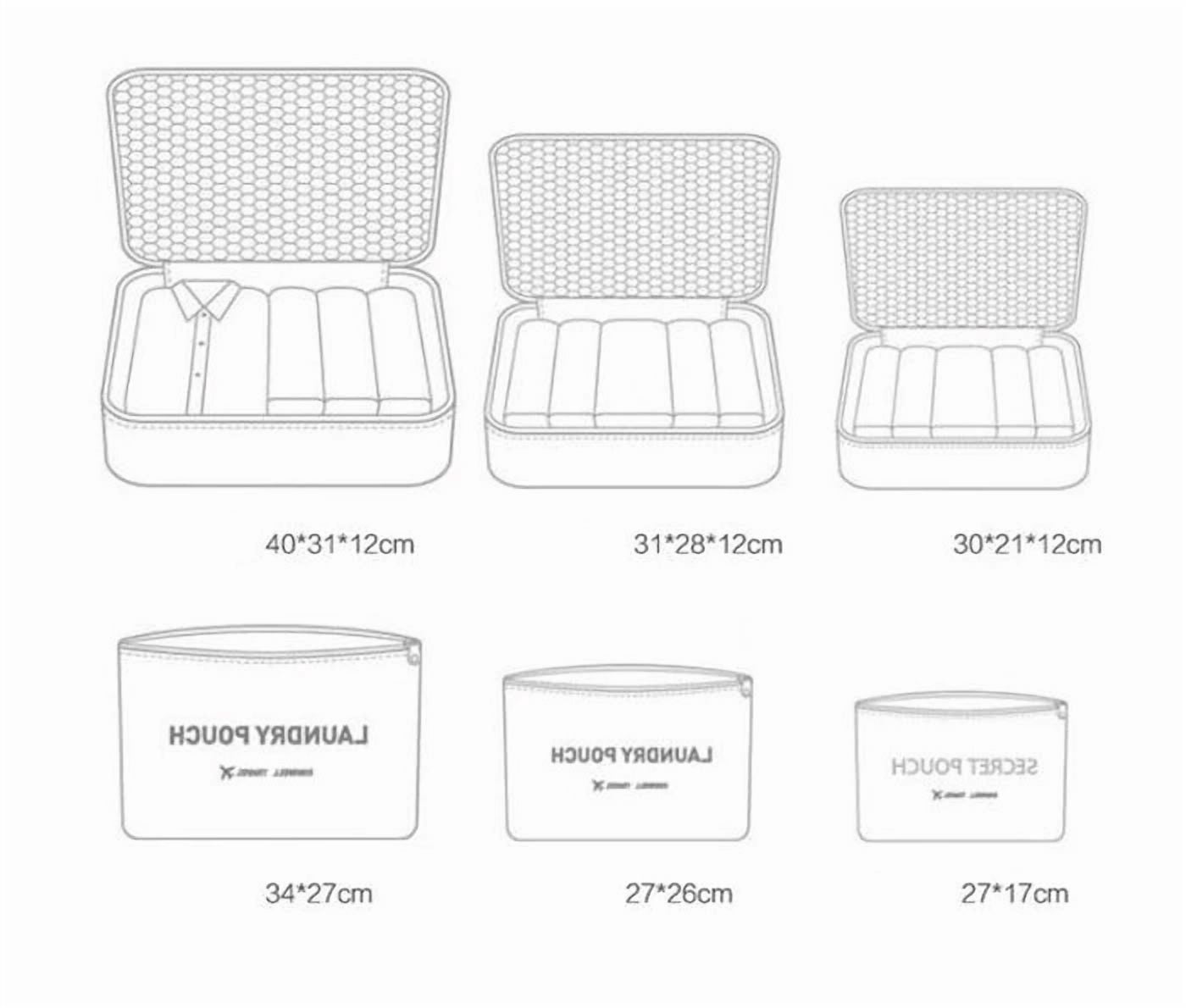 6 Pcs/Set Waterproof Clothes Travel Storage Bags Packing Cube Organizer