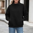 thumbnail image 5 of Sweatshirts for Women Cozy Mock Neck Pullover Top Drop Shoulder Long Sleeve Sweatshirt with Front Pocket Relaxed Fit Winter Warm Clothing, 5 of 9