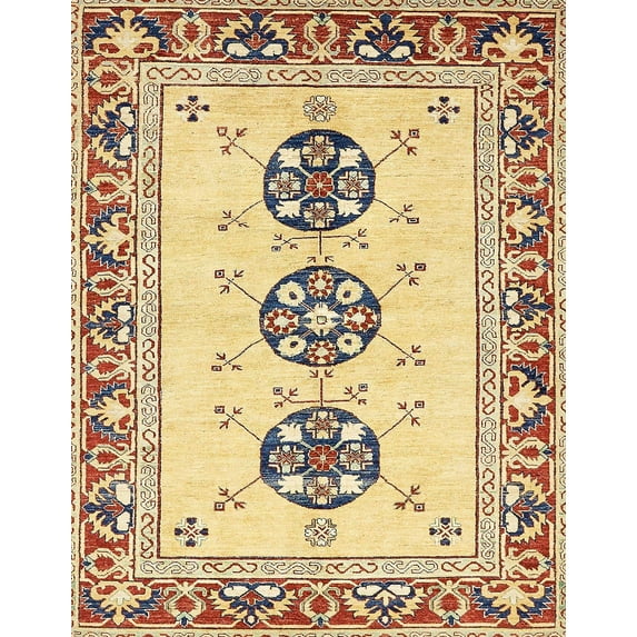 Ahgly Company Indoor Rectangle Abstract Mustard Yellow Abstract Area Rugs, 7' x 10'