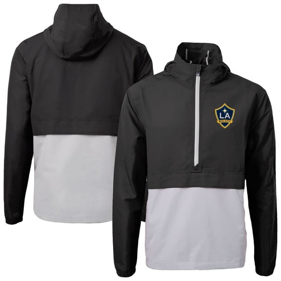 Men's-Cutter & Buck  Black LA Galaxy Charter Eco Recycled Full-Zip Anorak Jacket
