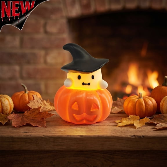 Tryvkinvive Halloween Pumpkin Ghost Night Light,Glowing Lamp for Halloween Decorations,Cartoon Figure Table Ornament for Halloween Indoor Outdoor Tabletop Decor