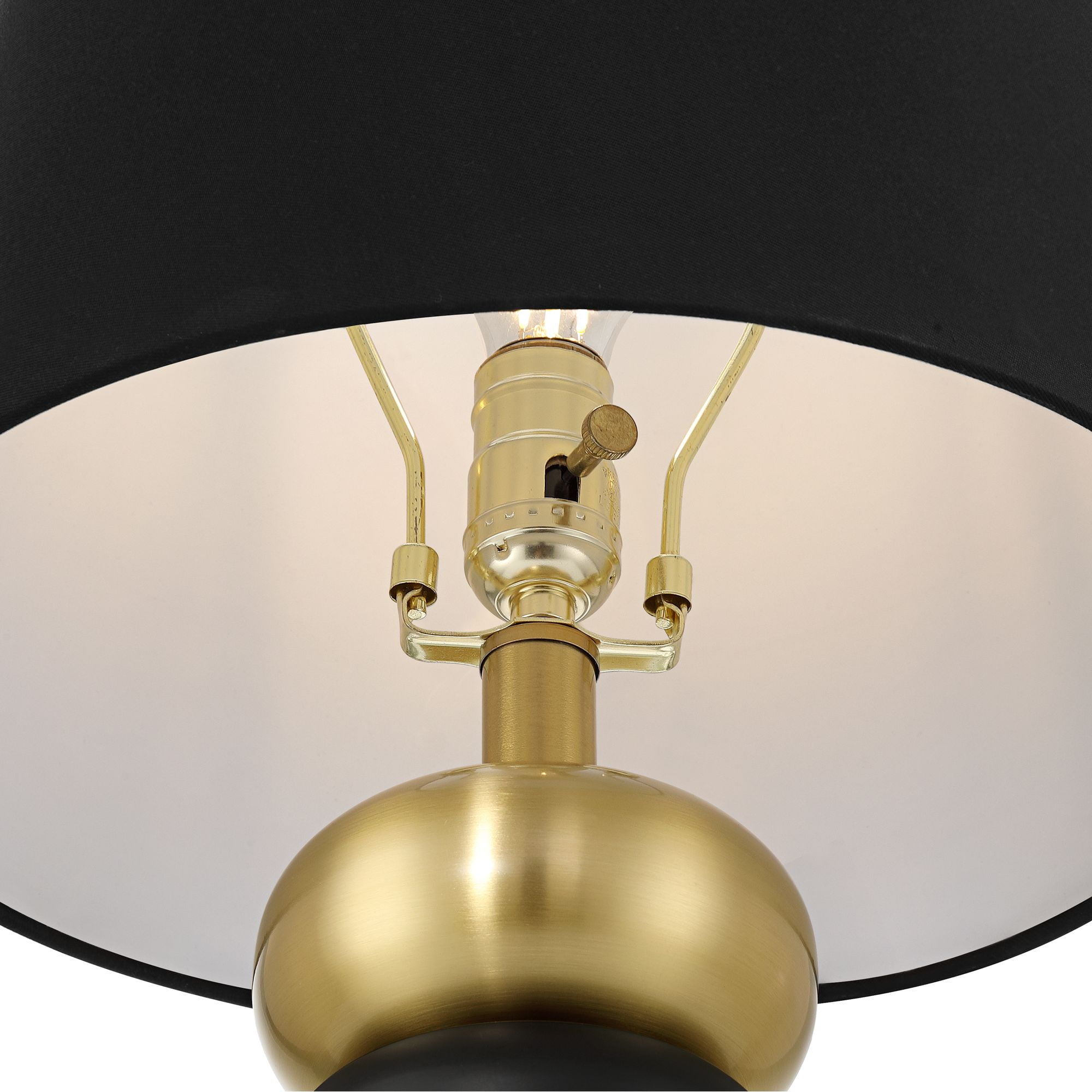 360 Lighting Anthem 21 3/4" High Small Modern Accent Table Lamp Black Brass Finish Metal Single Black Shade Living Room Bedroom