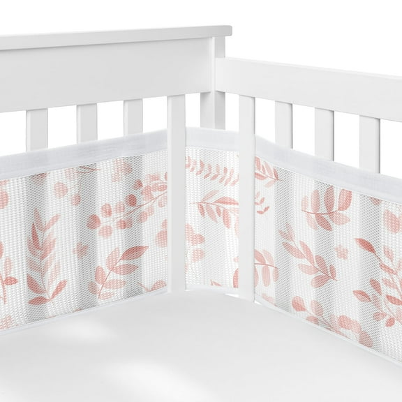 Sweet Jojo Designs   BreathableBaby Botanical Blush Pink Girl Breathable Mesh Crib Liner