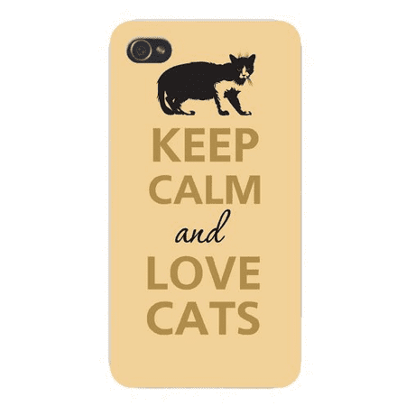 Crouching Cat (Apple Iphone Custom Case 5 / 5s AND SE White Plastic Snap on - Keep Calm and Love Cats Dark Silhouette)