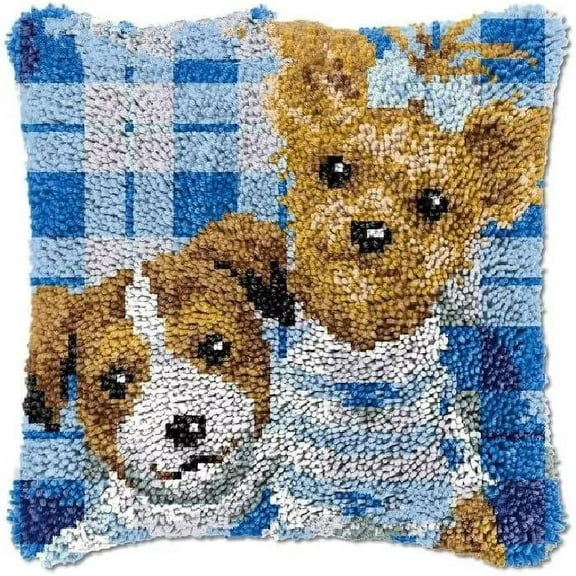 Latch Hook Cushion Kits, Latch Hook Pillow Case Kits Embroidery Kits Carpet Set17X17Inch, DIY Needlework Pillow Cover Sofa Cushion Rug Making Kits, DIY Craft Kits (43x43 cm)