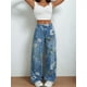 thumbnail image 5 of Pantalones Vaqueros Vintage de Tiro Alto con Estampado Floral y Pierna Recta para Mujer, Informales, de Verano Azul XL, 5 of 9