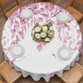 thumbnail image 2 of Pink Leaf Round Tablecloth 60 inches Eucalyptus Leaves Spring Plant Farmhouses Waterproof Oil-Proof Table Cloth Round Table Cover for Holiday Party Picnic Dinner Decor Indoor and Outdoor Use, 2 of 9