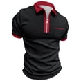 thumbnail image 2 of JTieacloth Button Collar Shirts Men's Spring And Summer Fashion Loose Lapel Lace Up 3D Digital Solid Color Short Sleeved Top T Shirt Shirt Top Red M, 2 of 4