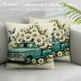 thumbnail image 3 of YANMS Hello Spring Daisy Flower Decorative Throw Pillow Covers, Floral Blue Truck Stripes Cushion Case Decor, Eucalyptus Leaves Butterfly Home Decoration for Sofa Couch, 3 of 5
