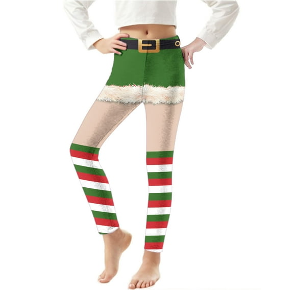 YUNAFFT Girls Printed Leggings Christmas Holiday Wearable as Pants Festive Outfit Design