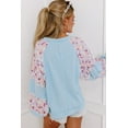 thumbnail image 3 of Women's Beau Blue Textured Floral Patchwork Balloon Sleeve Blouse - [ZhiHiMeRi] | (US 12-14)L, 3 of 8