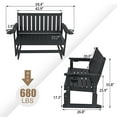 thumbnail image 3 of Mosbrisa Poly Lumber Patio Glider, HIPS Material Weather-Resistant Swing Bench for Outdoor Porch Garden (Black, 2-Seater), 3 of 8