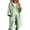 Green, variant on Open Front Hooded Knit Cardigan Sweater for Women Mid Length 3/4 Sleeve Button Down Casual Long Sweater Coat with Pockets