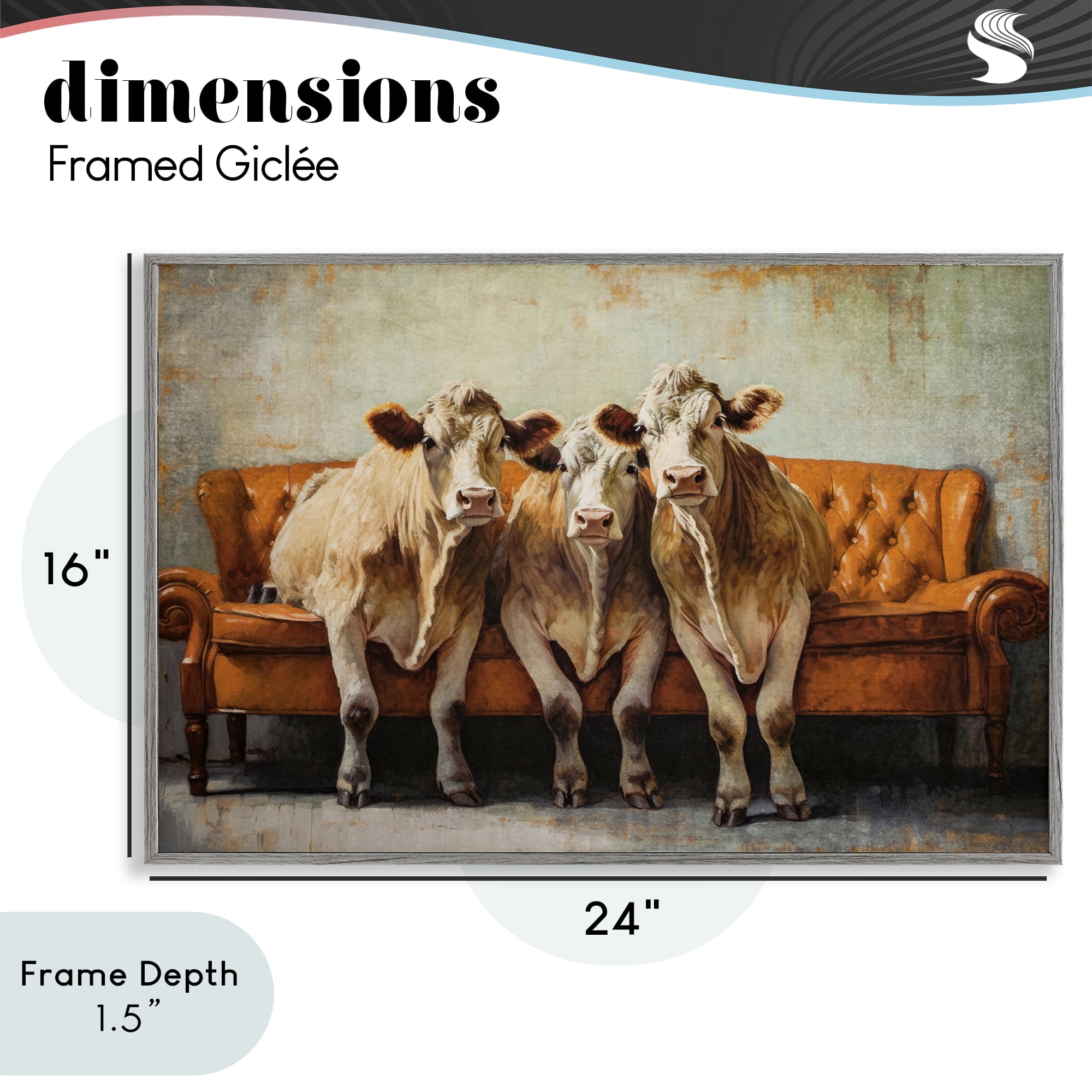 Stupell Industries Cows Just Chillin' Gray Framed Giclee Art, design by Tina LeCour