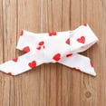 thumbnail image 5 of ITSAME Girls Outfit 3-Piece(2-7T), Heart Print Ruffle Sleeve Pullover Top and Denim Shorts with Heart Print Headscarf Summer Stylish Casual Sets Red 4-5T, 5 of 6