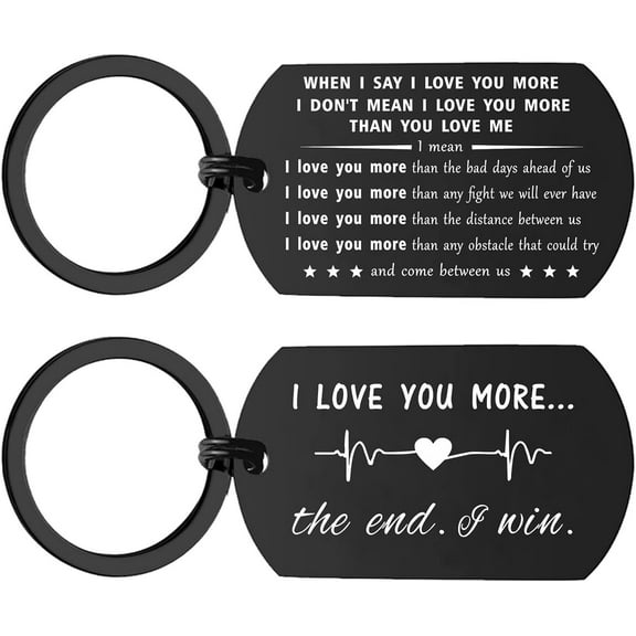 I Love You More Keychain for Him, Romantic Promise Gift for Husband, Valentine Anniversary Birthday Gift for Boyfriend