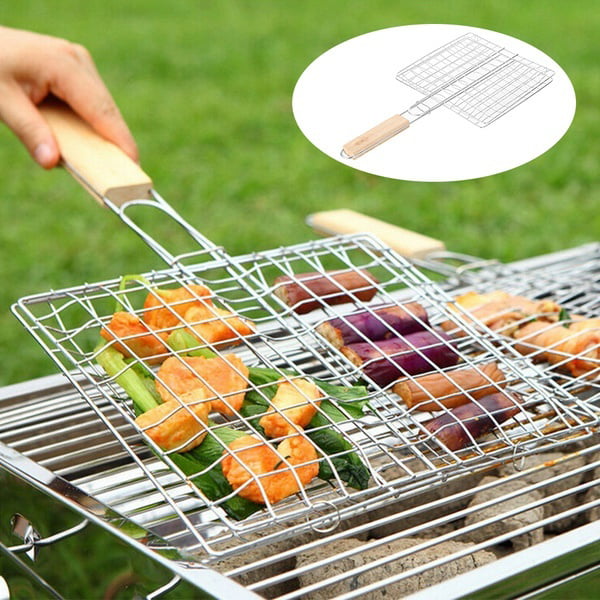 Barbecue Grilling Basket Grill BBQ Net Steak Meat Fish Vegetable Holder Tool S/L 