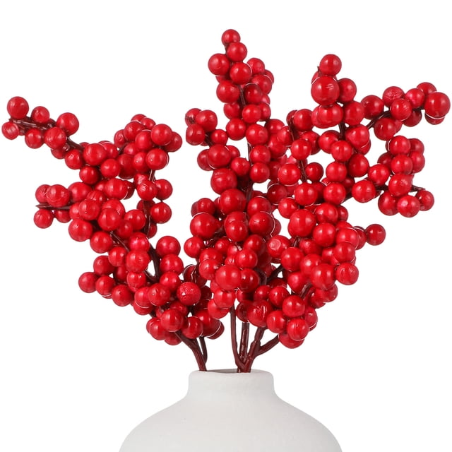 10PCS simulación de bayas ramo de adornos artificiales manualidades para banquetes de Navidad
