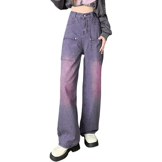 Womens Flare Jeans Comfortable Fashion Large Sizes Jogging Outdoor Trousers Jean Buttoned Pant with Elastic Waist
