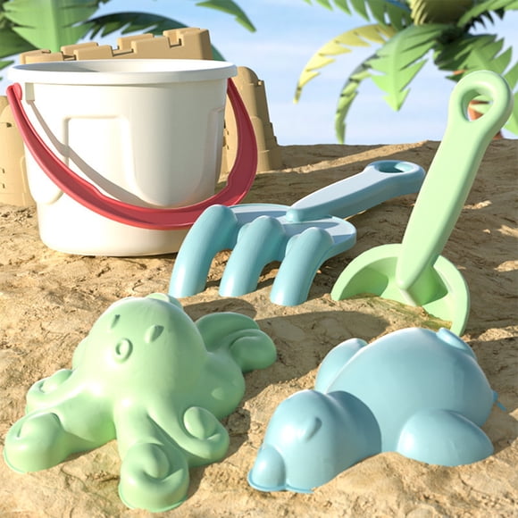 EGNMCR Kids Beach Toys Set Sand Play Tools With Bucket Shovels Rakes Sand Molds Outdoor Sandbox Toys For Beach Pool Backyard Plastics buckets