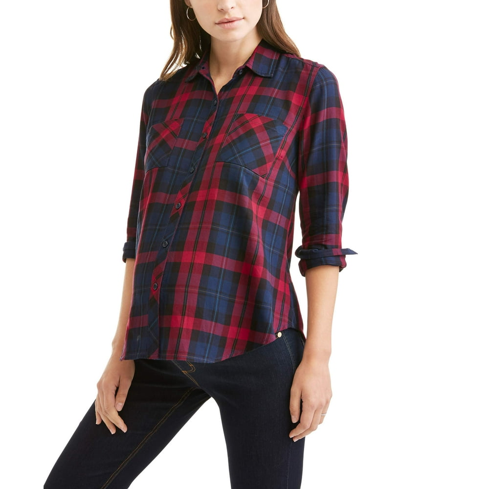 Faded Glory - Faded Glory Fg Plaid Button Front Shirt - Walmart.com ...