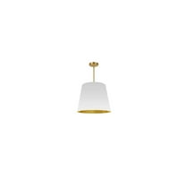 Dainolite  1LT Oversized Drum Pendant Medium, WH Shade-Color:White/Gold