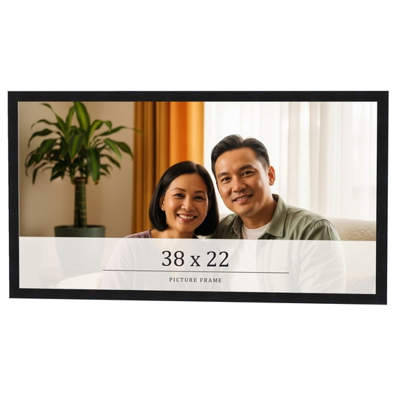 38x22 Frame Black Real Wood Picture Frame Width 0.75 inches | Interior Frame Depth 0.5 inches |