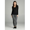 thumbnail image 3 of Emmalise Women's Casual Basic V-Neck Tshirt Long Sleeves Tee Top - Junior and Plus Sizes, 3 of 4