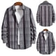thumbnail image 5 of Chaqueta de camisa de cuello de solapa con botón de bolsillo suelto de manga larga a cuadros informal para hombre Pompotops oipoqjl27586, 5 of 9