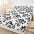 thumbnail image 3 of Erosebridal Baroque Gothic Print Bed Sheets Set Full Size,Black Boho Floral Bedding Sets Full Size,White Black Jacquard Bed Sheets Full,Super Cozy Room Decorative,4pcs, 3 of 7
