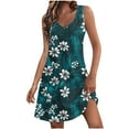 thumbnail image 2 of Ovzne Robes d'Été pour Femmes Robe d'Été Mode Plage Poche Imprimée Sans Manches Col en V Robe de Printemps Imprimée Liquidation, 2 of 7