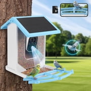 Naipo Smart Bird Feeder Camera, Outdoor Bird Watching Camera Auto Capture Bird Videos & Motion Detection, Ideal Present for Bird Lover, Blue