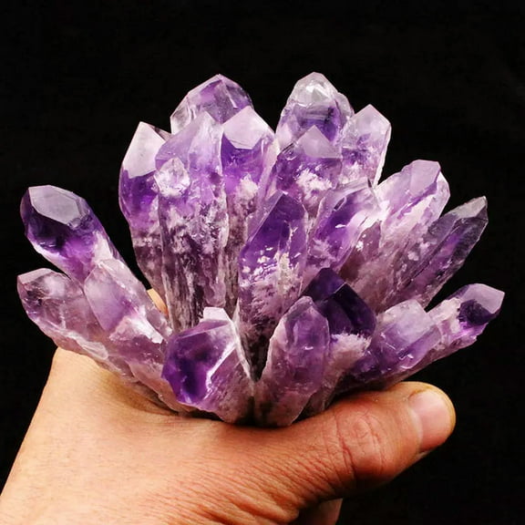 GKNET Natural Brazilian Amethyst Cluster Geode Druzy Crystal Specimen Scepter Stone 2x