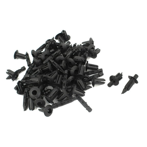 Unique Bargains 6mm x 12mm Black Plastic Rivets Car Door Trim Fastener Fender Push Clips 48 Pcs