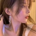 thumbnail image 3 of GKNET Korean Style Crystal Tassel Long Earrings Fashion Light Luxury Pendant Earr-A9, 3 of 9