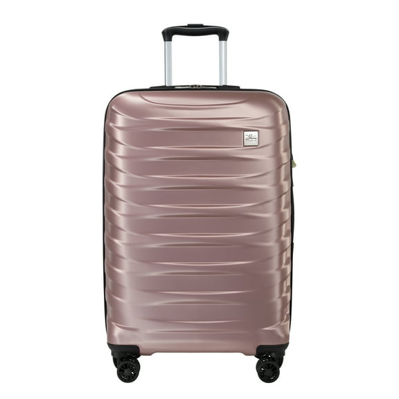 Skyway Luggage Camano Hardshell 24" Expandable Medium Checked Luggage with Spinner Wheels, Pink Champagne