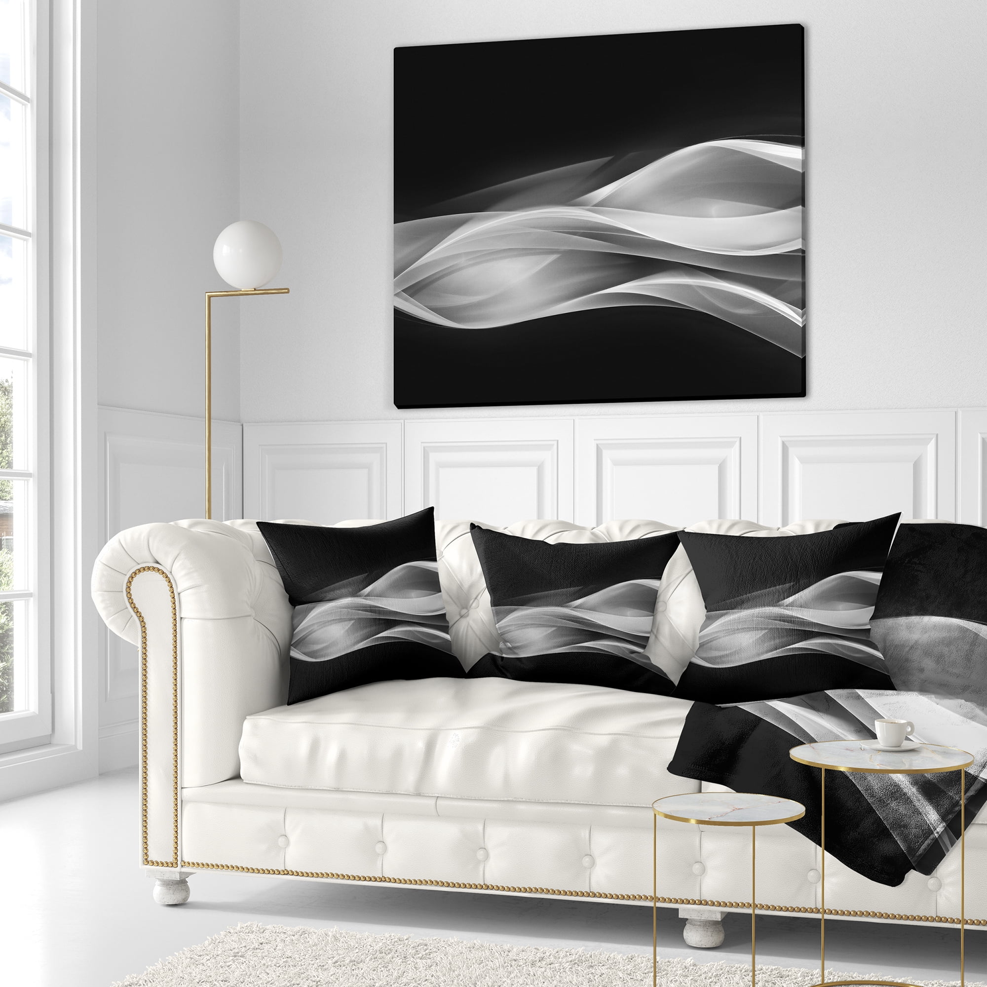 Designart Glittering Silver Pattern - Abstract Throw Pillow - 16x16