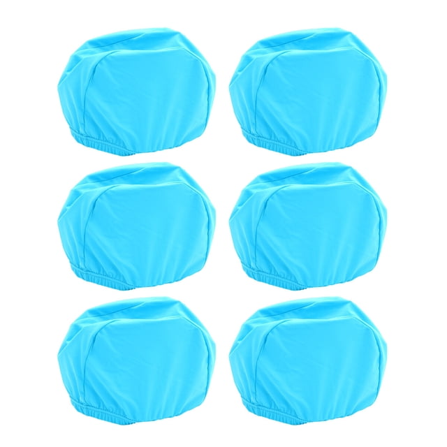 6 piezas gorro de baño para adultos gorro de natación de poliéster elástico gorro de natación de color sólido unisex gorros de ducha accesorio de natación (azul cielo)
