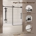 thumbnail image 2 of Frameless shower door 56-60 "W x 60" H, 1/4 "(6 mm) Clear Tempered Glass, Explosion Proof Film, Stainless Steel Handle, Matte Black, 2 of 5