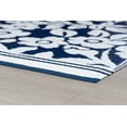 thumbnail image 5 of 8x10 Waterproof, Reversible Plastic Straw Outdoor Rugs for Patios | Also for Camping, RV, Deck, Porch, Balcony, Camp, Patio | Navy, Floral | Size: 7'10'' x 10'2'', 5 of 7