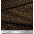 thumbnail image 3 of Soimoi Brown Japan Crepe Satin Fabric Cedar Leaves Fabric Prints By Yard 42 Inch Wide, 3 of 3